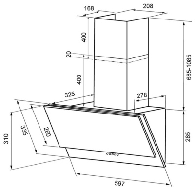 Вытяжка кухонная Krona OLLY 600 black РВ 2
